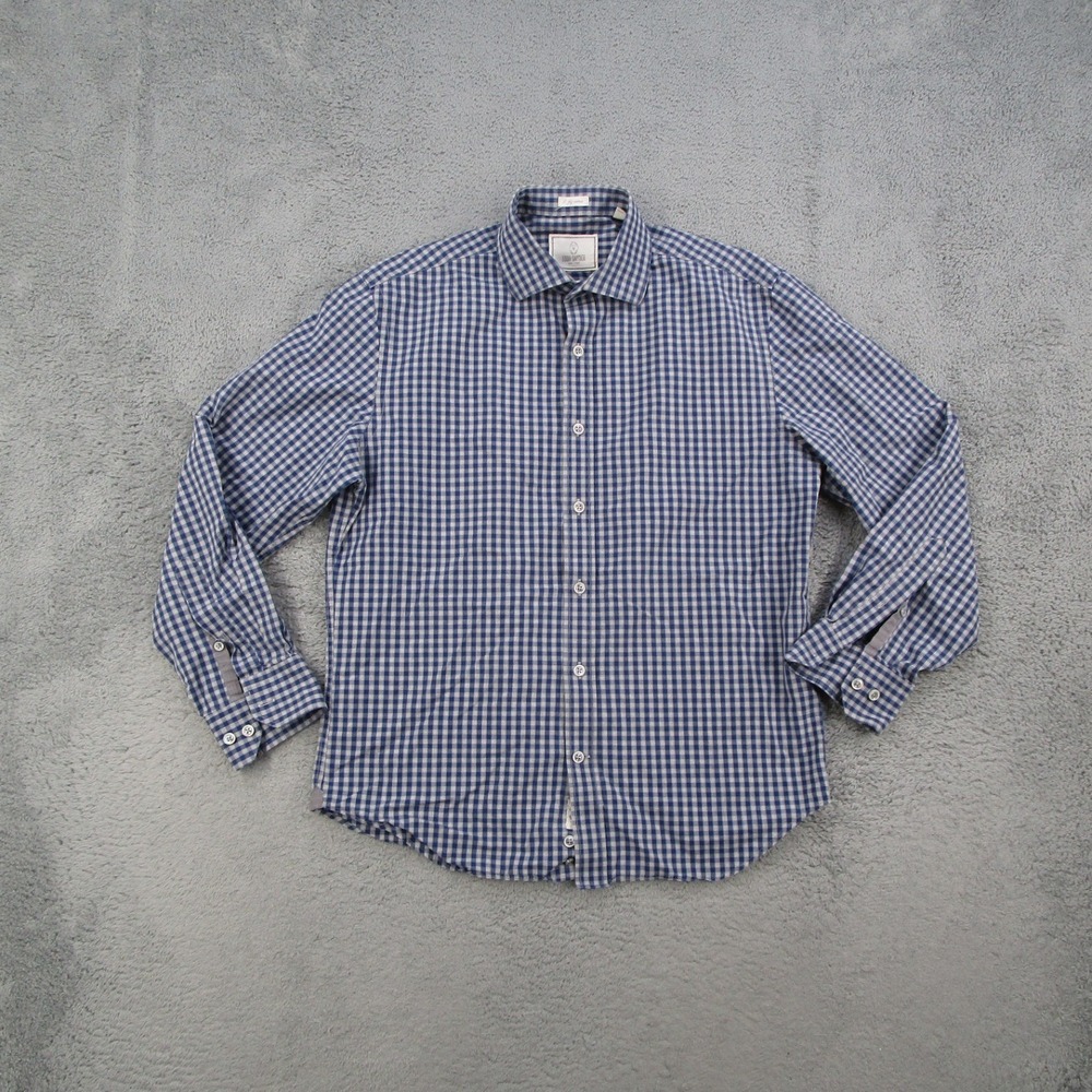 Todd Snyder Mens Blue Gingham 2-Ply Cotton Button Down Shirt 15.5 34/35